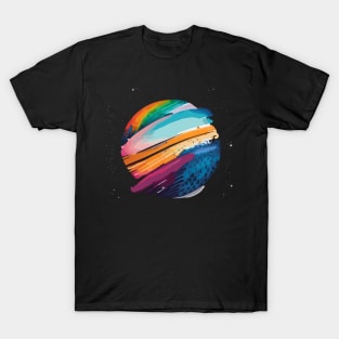 an abstract t-shirt featuring watercolor-inspired brush strokes and colors. Incorporating flowing and vibrant hues to create a dynamic and artistic composition T-Shirt